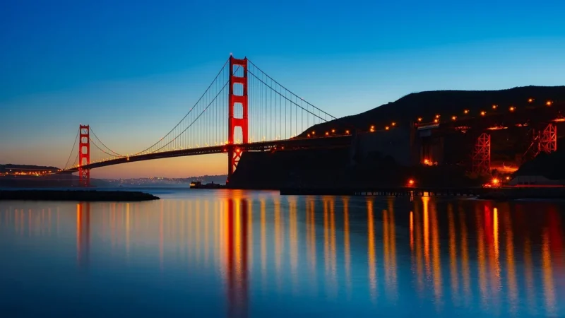 Artgeist Parawan 5-Częściowy – Most Golden Gate Zachód Słońca, San Francisco Ii [Room Dividers] 225X172