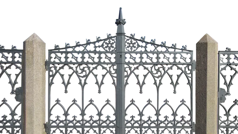 Brama dwuskrzydłowa z grotami, stalowa, 3×1,25 m