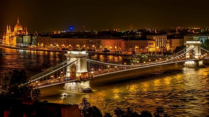 FOTOTAPETA 3D MOST MIASTO NOCĄ NOWOCZESNA 254X184